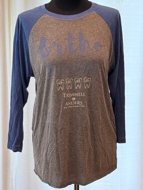 3/4 sleeve T-shirt Blue and Gray Size L